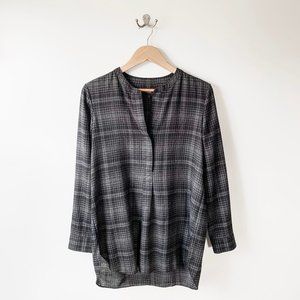 🌱 Theory Grey Plaid Top | Medium